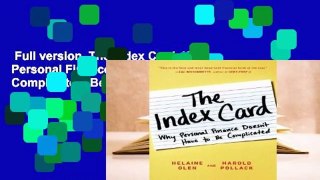 Full version  The Index Card: Why Personal Finance Doesn't Have to Be Complicated  Best Sellers