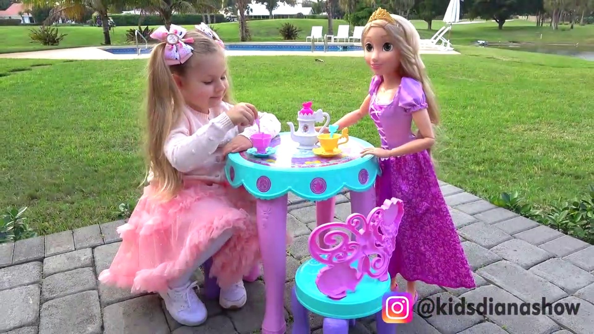 diana and giant toy eggs with surprise