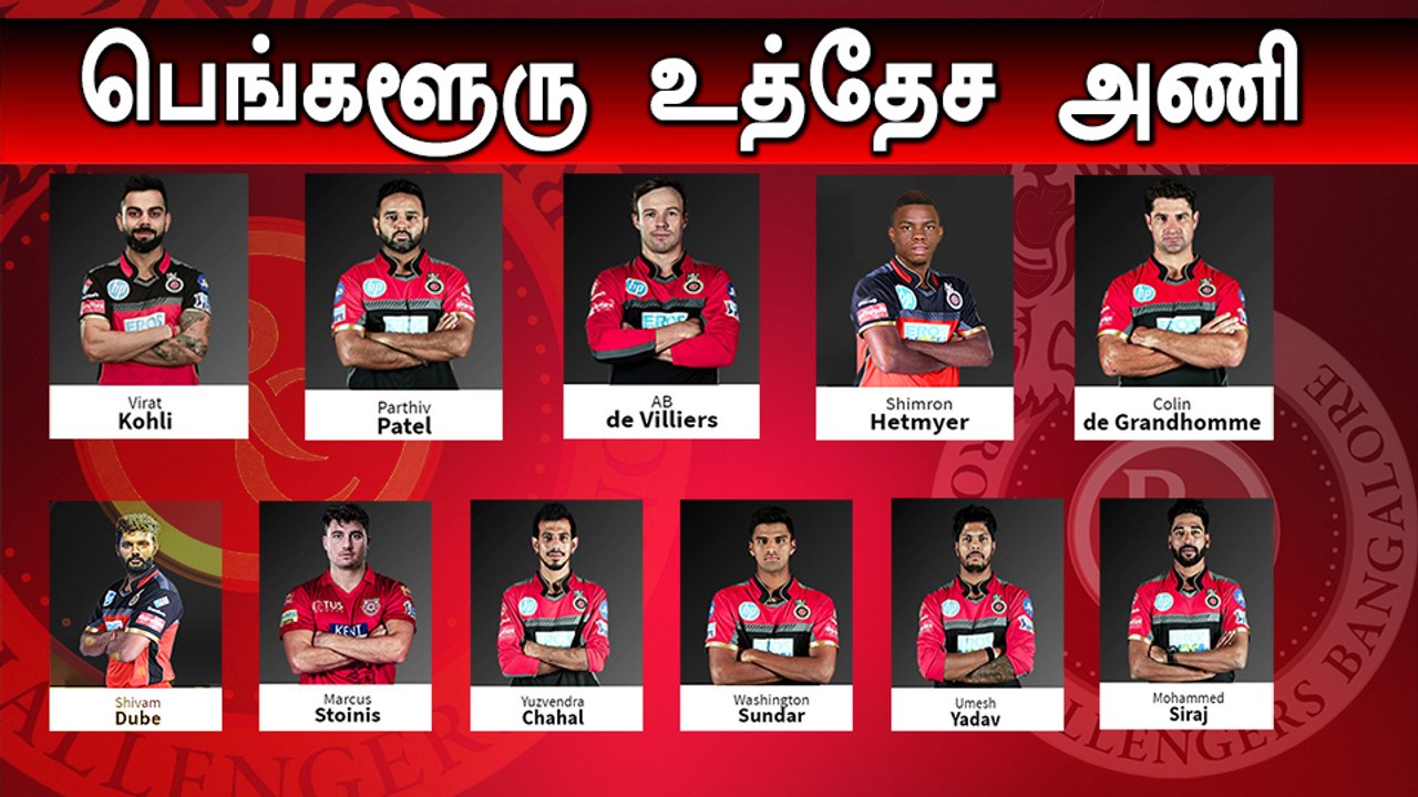 IPL 2019: இன்றைய போட்டியின் கணிக்கப்பட்ட பெங்களூர் அணி- வீடியோ