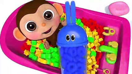 Learn Colors Baby Monkey Bunny Mold Bath Time Finger Song Nursery Rhymes for Kid Children