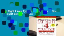 Eat Right 4 Your Type: The Individualized Blood Type Diet Solution  Review