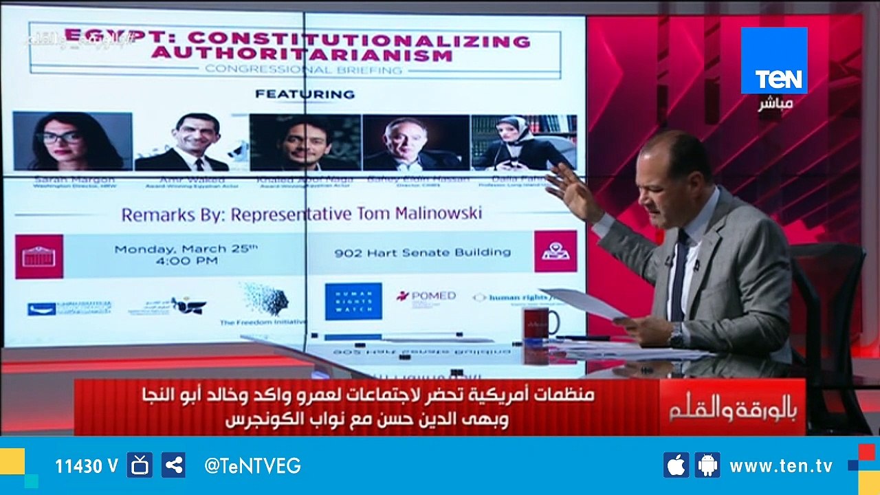 الديهي إجتماعات عمرو واكد وخالد أبو النجا وبهي حسن مع نواب الكونجرس بشأن تعديل الدستور "إهانة"