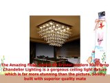 Saint Mossi Modern K9 Crystal Raindrop Chandelier Lighting Flush Mount LED Ceiling Light