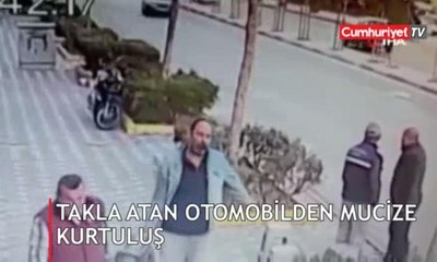Takla atan otomobilden inanılmaz kurtuluş