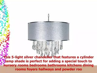 Download Video: Amalfi Décor Large Luna 5 Light Crystal Chandelier with Drum Shade Beaded Plugin Pendant