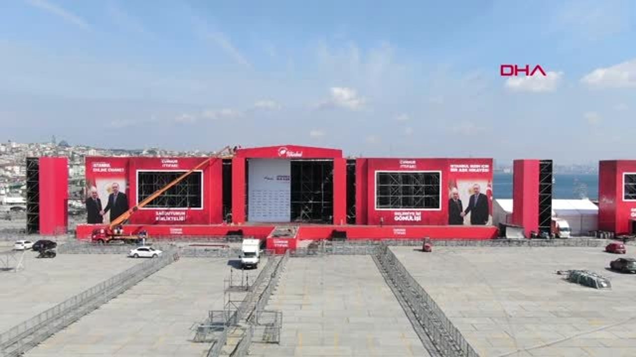 Cumhur İttifakı'nın Yenikapı'da Yapacağı Miting Alanında Hazırlıklar Sürüyor