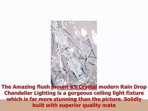 Saint Mossi Modern K9 Crystal Raindrop Chandelier Lighting Flush Mount LED Ceiling Light