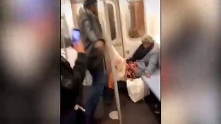 Man brutally kicks elderly woman in the head on the subway