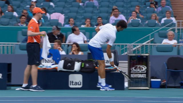 Djokovic tries racket smash after Delbonis brilliance