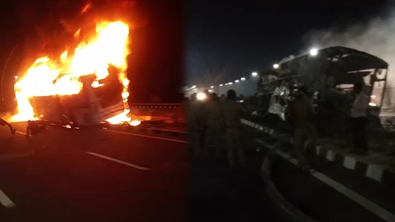 आगरा-लखनऊ एक्‍सप्रेस-वे पर बड़ा हादसा, बस में आग लगने से 4 की जलकर मौत