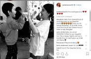 Katie Holmes visits refugees with Suri