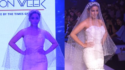 Srishty Rode walks the ramp in an off-shoulder white gown for brand Kiaan | Boldsky