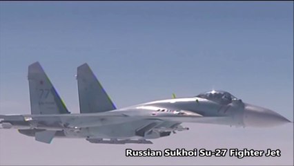 Two Russian Sukhoi Su 27 Jets Twice Scrambled To Intercept Us B 52h Bomber Video Dailymotion