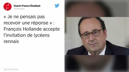 « Je ne pensais pas recevoir une réponse » : François Hollande accepte l'invitation de lycéens rennais.