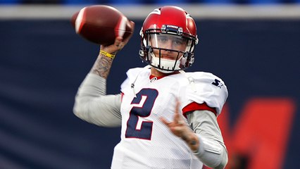 Johnny Manziel throws perfect pass for his first completion