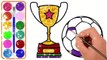 Vẽ và tô màu Cúp Bóng Đá - Bé Học Tô Màu - Glitter Football Cup Coloring Pages