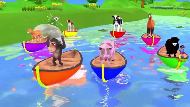 Learn Farm Animals On Speed Boat Race For Kids - Row Row Row Your Boat Nursery Rhymes & Kids Songs | Best Cartoon Movies ✓