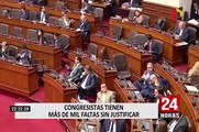 Congresistas tienen más de mil faltas sin justificar y transparencia propone elevar sanciones