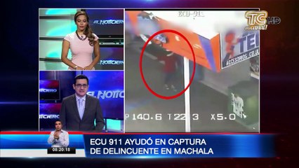 Cámaras del ECU 911 capta a un hombre que habría robado a una persona al salir de una entidad bancaria