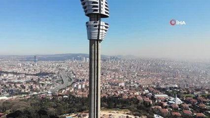 Çamlıca Kulesi'ne Dördüncü Büyük Parçanın Monte Edilme Anları Havadan Görüntülendi