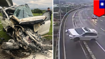 Drunk driver flies 5 stories off highway in Taipei