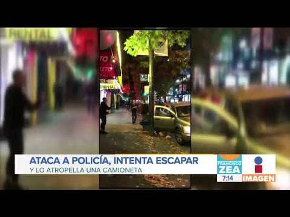 Hombre ataca a policía, intenta escapar y camioneta lo atropella | Noticias con Zea