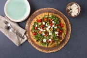 Hummus and Lamb Pizza with Romaine