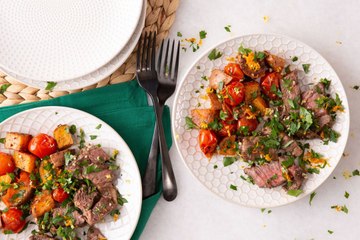 Sheet Pan Beef and Sweet Potatoes with Gremolata