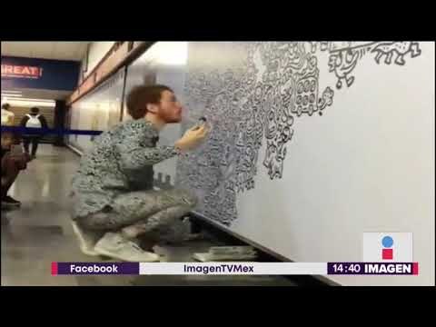 El artista británico Mr. Doodle hace mural en el metro de la CDMX | Noticas con Yurira Sierra