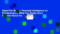 About For Books  Financial Intelligence for Entrepreneurs: What You Really Need to Know About the