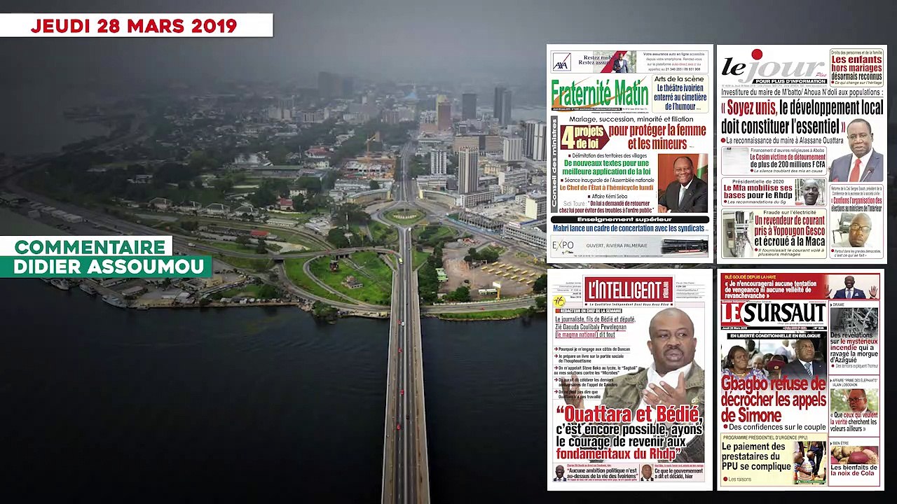 Le titrologue du jeudi 28 mars 2019: Gbagbo refuse de décrocher les appels de Simone