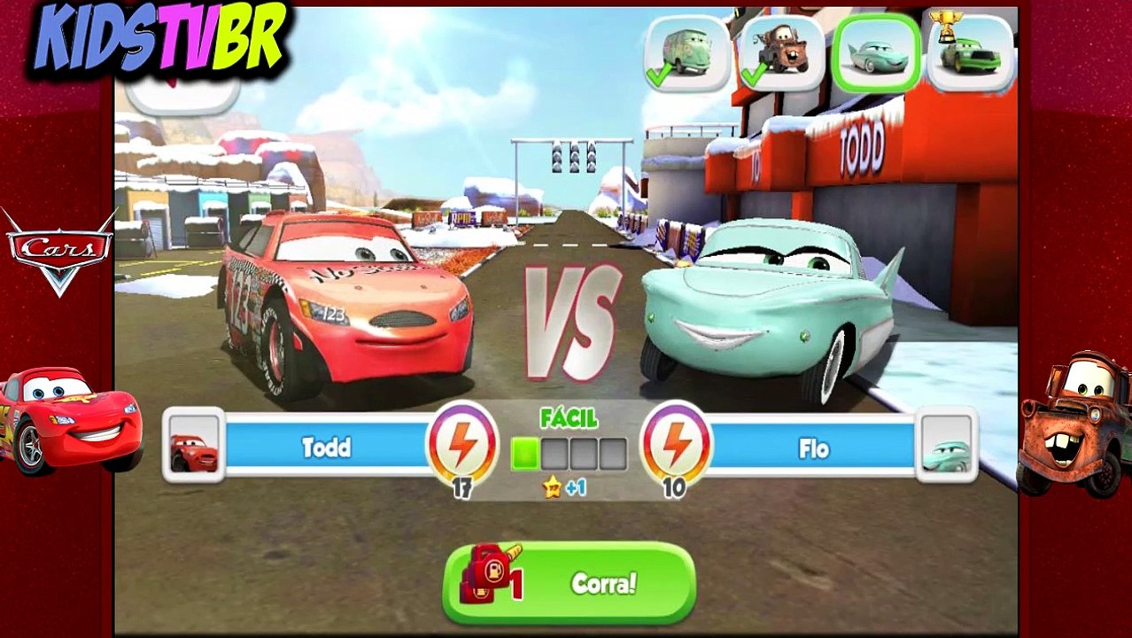 CARROS  RÁPIDOS COMO RELAMPAGO #4  TODD VS FLO  DISNEY CARS FAST AS LIGHTNING  KIDS TV BR