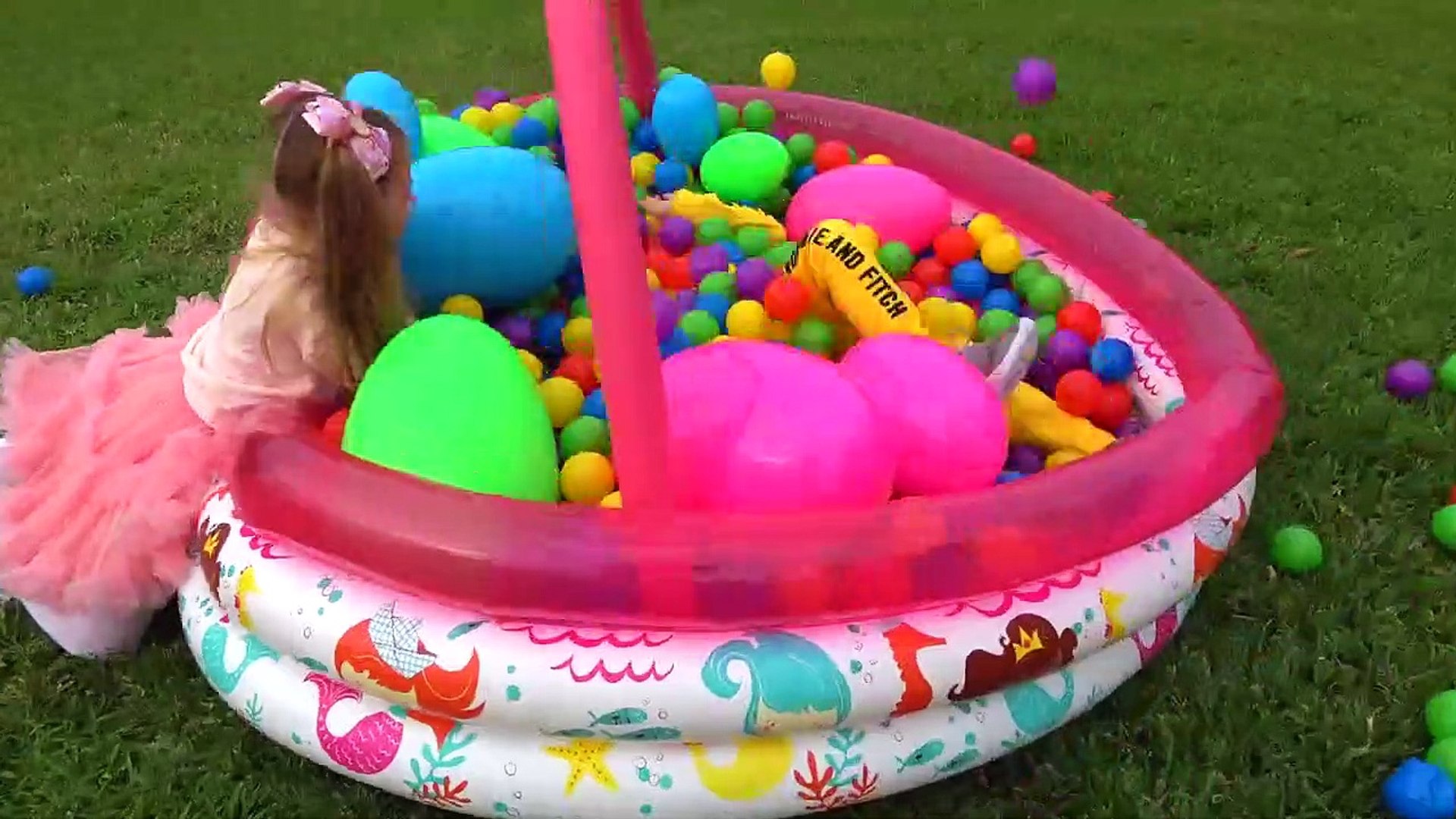 diana and giant toy eggs with surprise