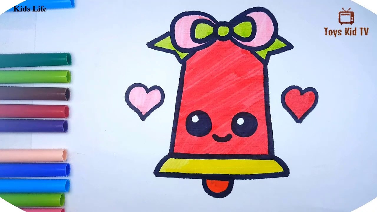 How to draw a kawaii christmas bell for kid - Kids life