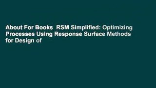 About For Books  RSM Simplified: Optimizing Processes Using Response Surface Methods for Design of