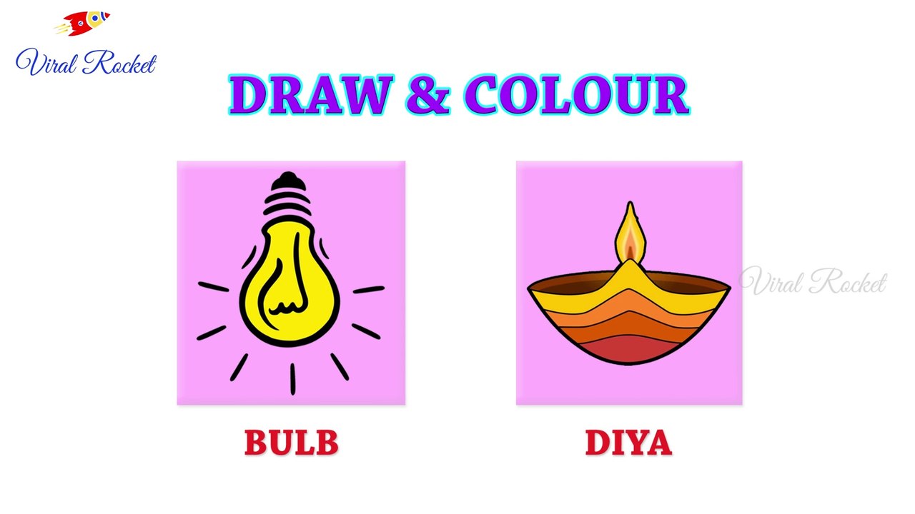 Bulb Drawing for kids | Diya drawing for children | Art Breeze # 10 | Learn Drawing and Colouring for kids - Viral Rocket