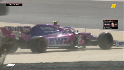 لقطات أكثر قربًا ووضوحًا لحادث لانس سترول في التجارب الأولى على حلبة البحرين