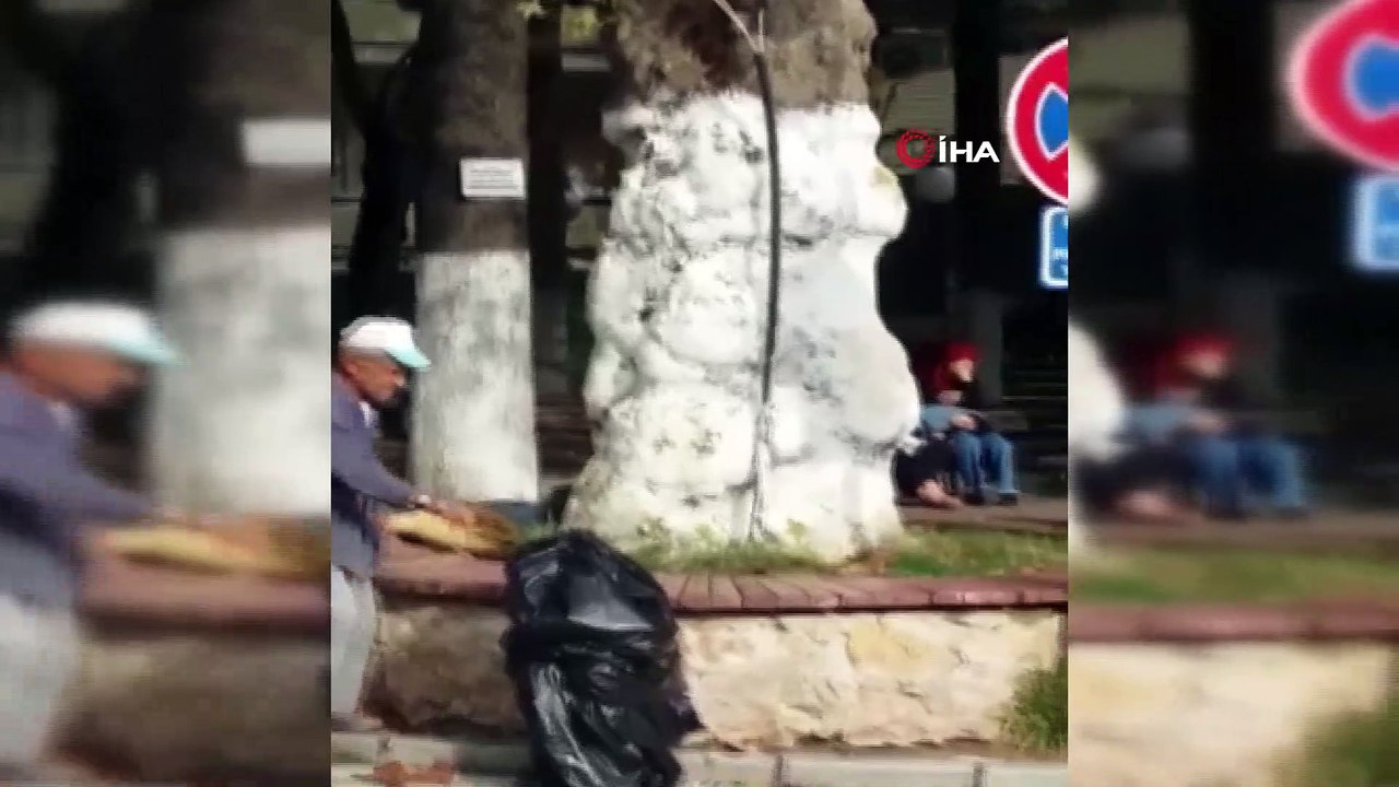 Yok böyle bir şaka...Poşetin içinden çıkan çocuğun yaşlı adama şaka yaptığı anlar kamerada