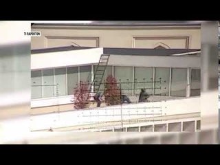 Militantë të PD sulmojnë forcat e policisë me gurë nga tarraca e selisë blu