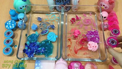 Mixing Makeup and Glitter Into Clear Slime ! Pink Vs Blue Special Series Part 14 Satisfying Slime