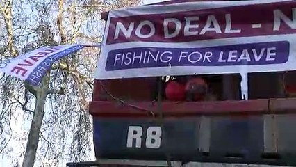 Fishing For Leave boat arrives in Parliament Square