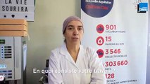 Malika / En charge la collation des donneurs à l'Etablissement Français du sang de Périgueux