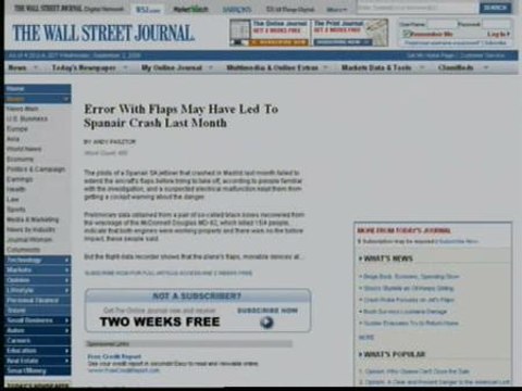 Un fallo eléctrico pudo causar el accidente del avión de Spanair