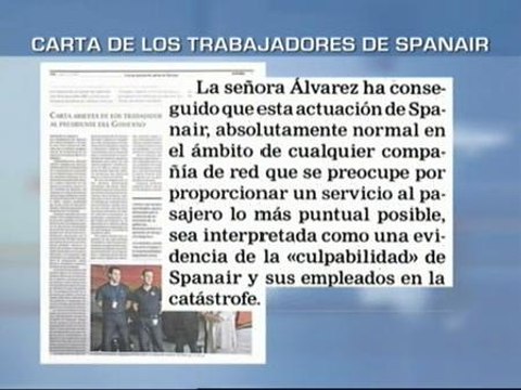 Una carta anónima de Spanair acusa a la ministra de Fomento de avivar las sospechas hacia la compañía
