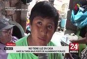 Trujillo: menor de 12 años usa la luz de un poste para realizar sus tareas escolares por la noche