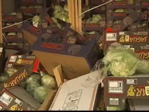 Agricultores franceses estropean la carga de un camionero español