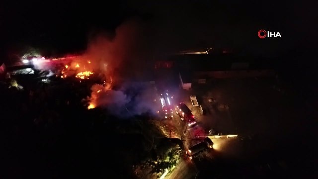 Palet fabrikasının açık depo alanında yangın çıktı