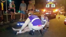 Pedestre e motociclista ficam feridos em atropelamento