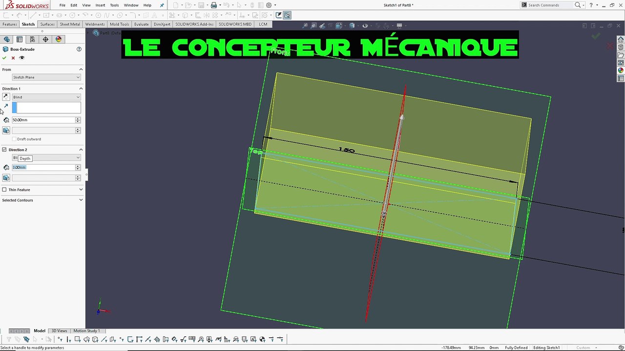 LCM - SOLIDWORKS FRANCAIS – LES FONCTIONS: BOSSAGE / BASE     EXTRUSION