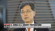 S. Korea's presidential security official leaves for Washington to discuss Moon-Trump summit